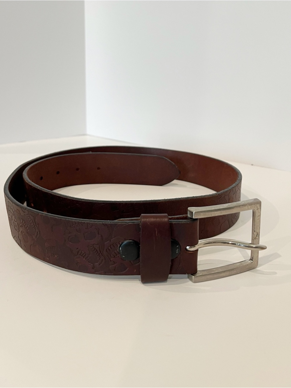 2 for $20 | OK Boot Corral Skulls Embossed Leather Belt Size 38 Made in Canada